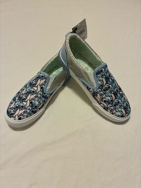 Disney Girls Light Blue Stitch Slip-On Sneakers